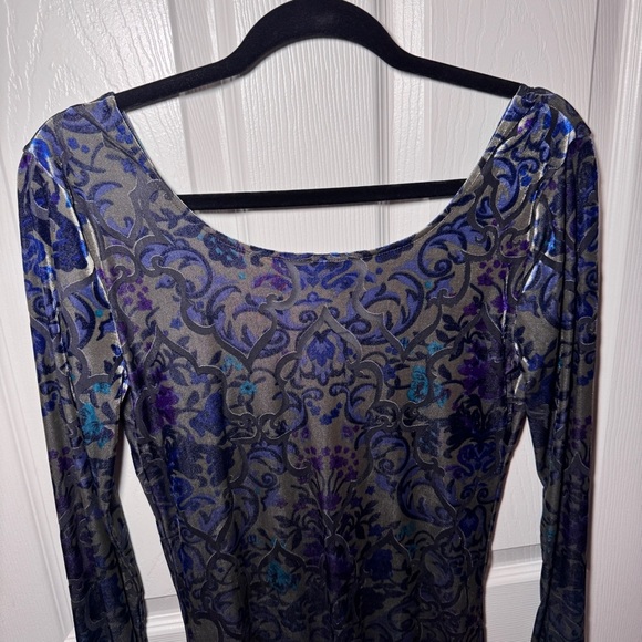 Free People Burnout Velvet Long Sleeve Bodycon Mini Dress - Picture 5 of 14